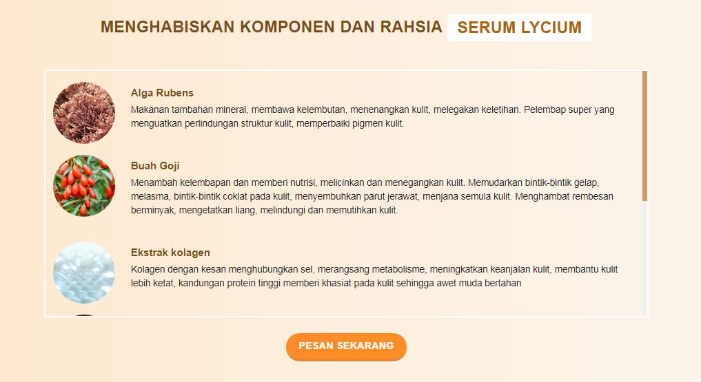 MENGHABISKAN KOMPONEN DAN RAHSIA SERUM LYCIUM