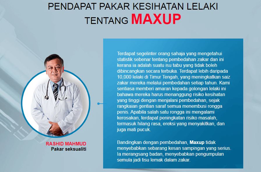 PENDAPAT PAKAR KESIHATAN LELAKI TENTANG MAXUP