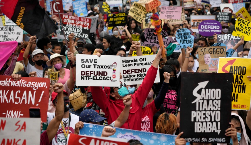 Protesters in the Philippines rally against what they see as Marcos administration injustices.